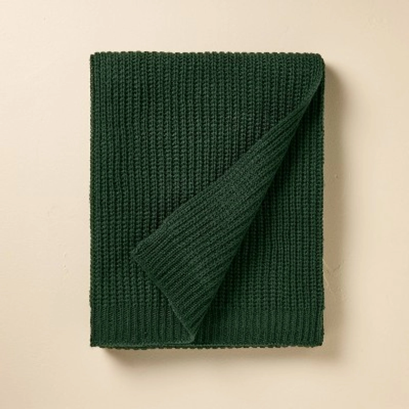 Chunky Sweater Knit Throw Blanket Dark Green - Hearth & Hand™ with Magnolia