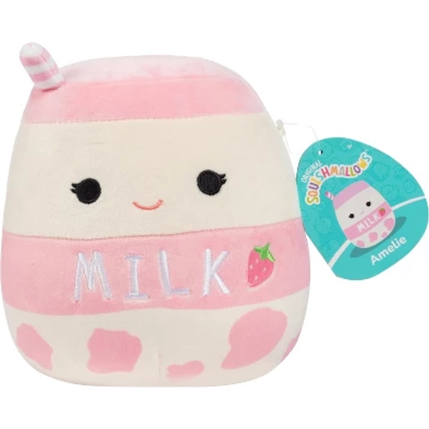 Squishmallows Original 8-Inch Amelie The Strawberry Milk - Official Jazwares Plush - Collectible Soft & Squishy Food Stuffed Animal - Gift for Kids