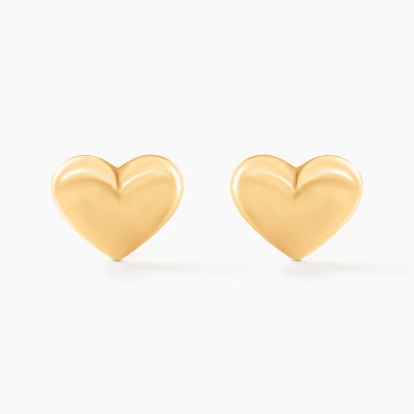 Boucles D'oreilles Puces Aricia Coeur Or Jaune