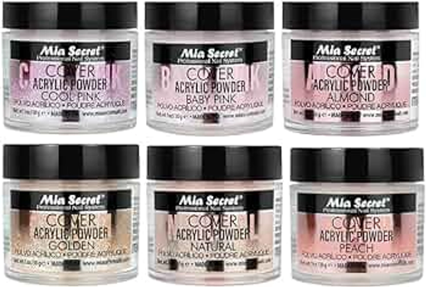 Mia Secret Acrylic Powder COVER (Baby Pink/Cool Pink/Natural/Peach/Almond/Golden) - 1 oz; 6pc
