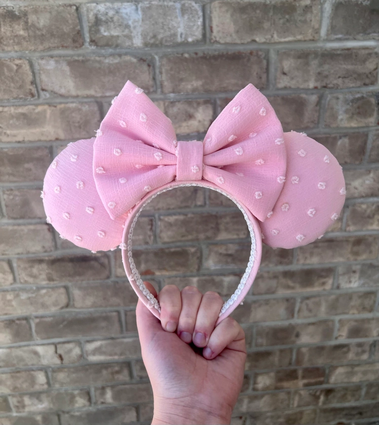 Light Pink Valentines Day Dots Mouse Ears, Ears Headband - Etsy
