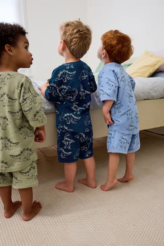 Buy Blue/Green Waffle Dinosaur 3 Pack Short Pyjamas (9mths-10yrs) from the Next UK online shop