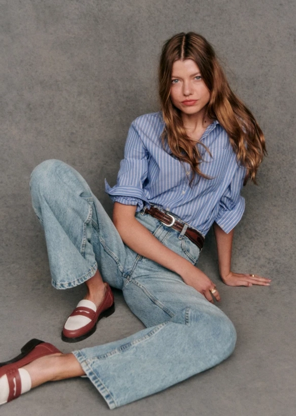 Camisa Tomboy - Riscas azul - Algodão orgânico - têxteis orgânicos - Sézane