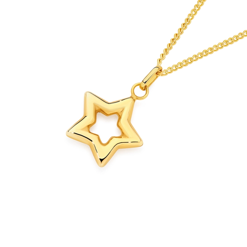 9ct Gold Open Puff Star Charm | Prouds