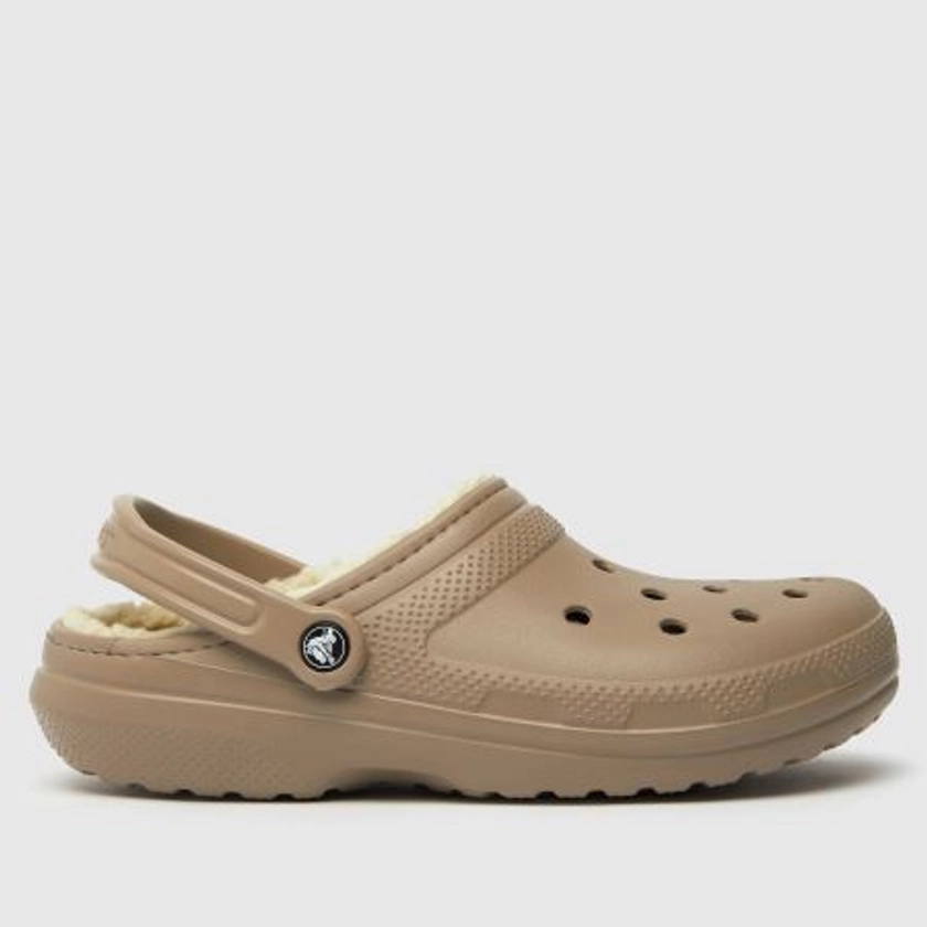 Mens Beige & Brown Crocs Classic Lined Clog Sandals | schuh