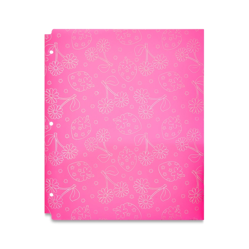 Pen+Gear 2-Pocket Poly Folder, Pink Strawberries