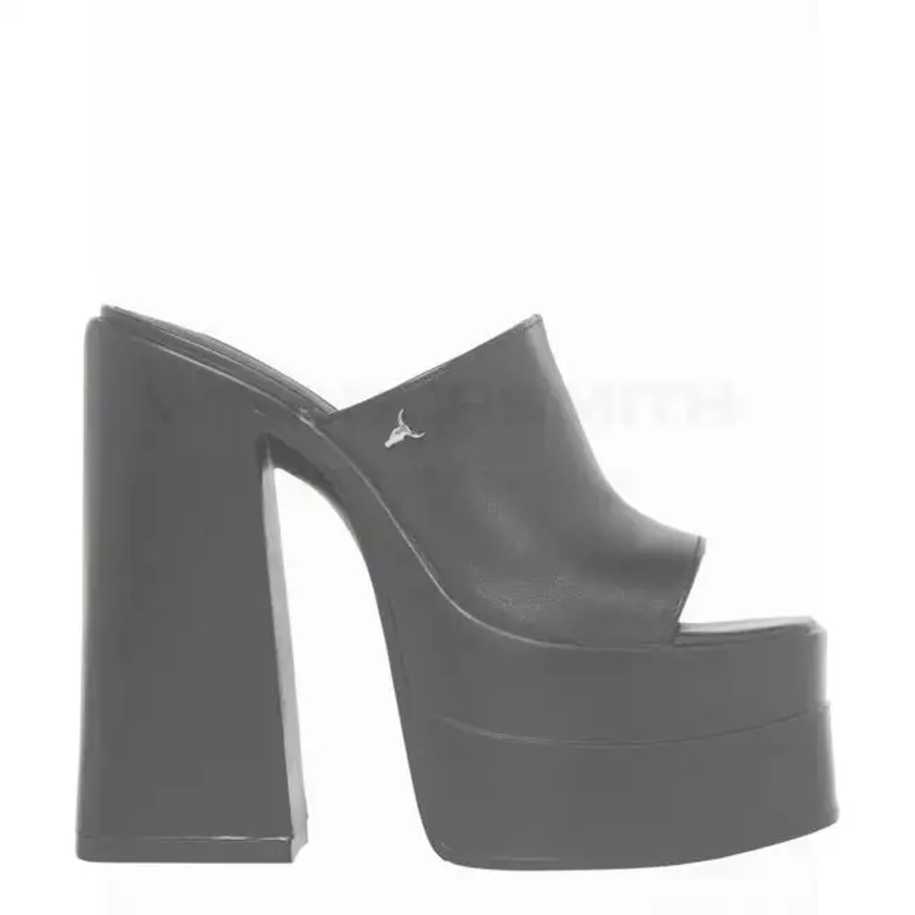 MANSION BLACK LEATHER PLATFORM HIGH HEEL