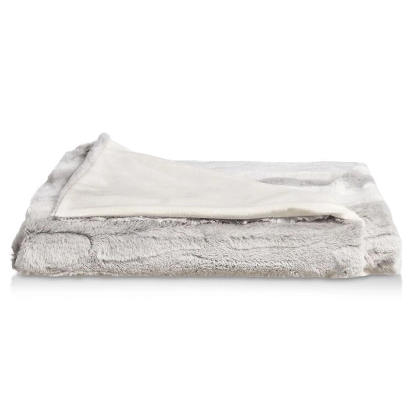 Bouclair Faux Fur Rabbit Throw Grey 127 x 152 cm