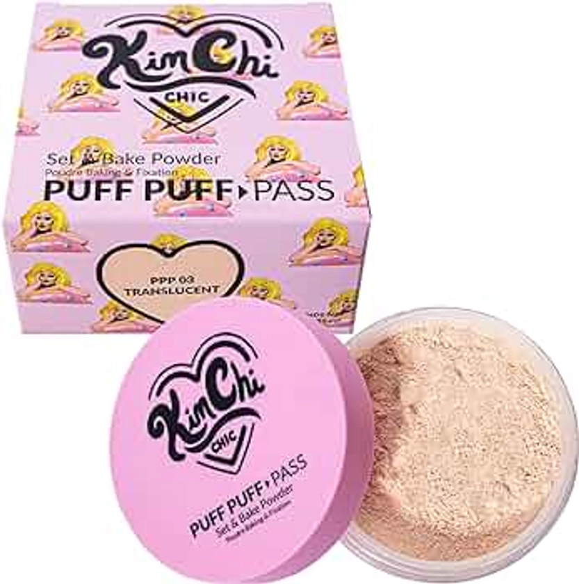 KimChi Chic Beauty Puff Puff Pass Set & Bake Setting Powder, Soft Finishing Powder - Translucent