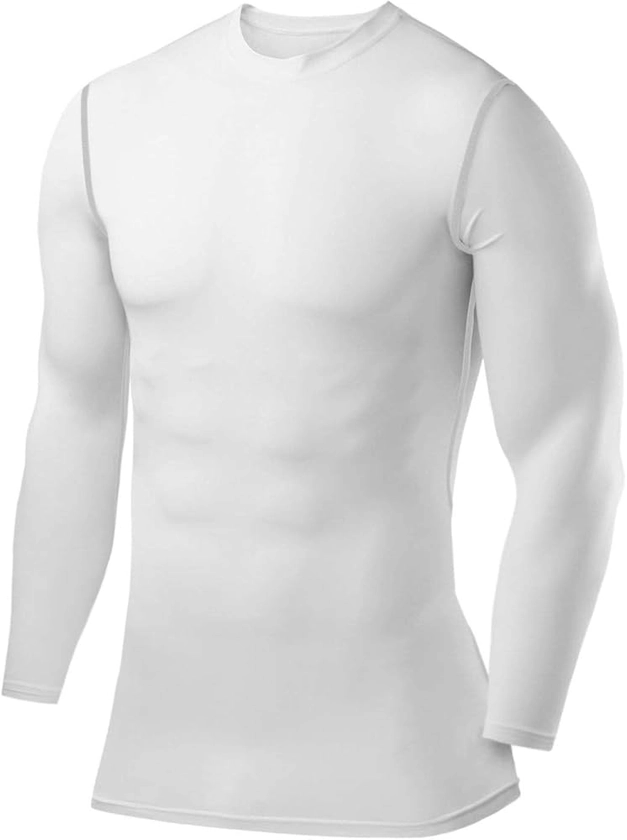 PowerLayer Compression Shirt for Boys, Thermal Long Sleeve Tops Men Base Layers Men Running Cycling Gym Top Shirt- White (Boys), 12-14 Years (Boys X-Large) : Amazon.co.uk: Fashion