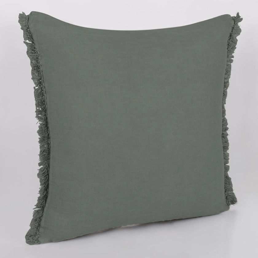 Coussin 'Toscane' kaki coton lavé kaki 45x45cm - L'Incroyable