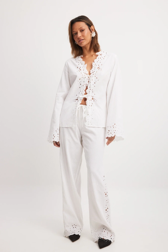 Embroidery Pants White