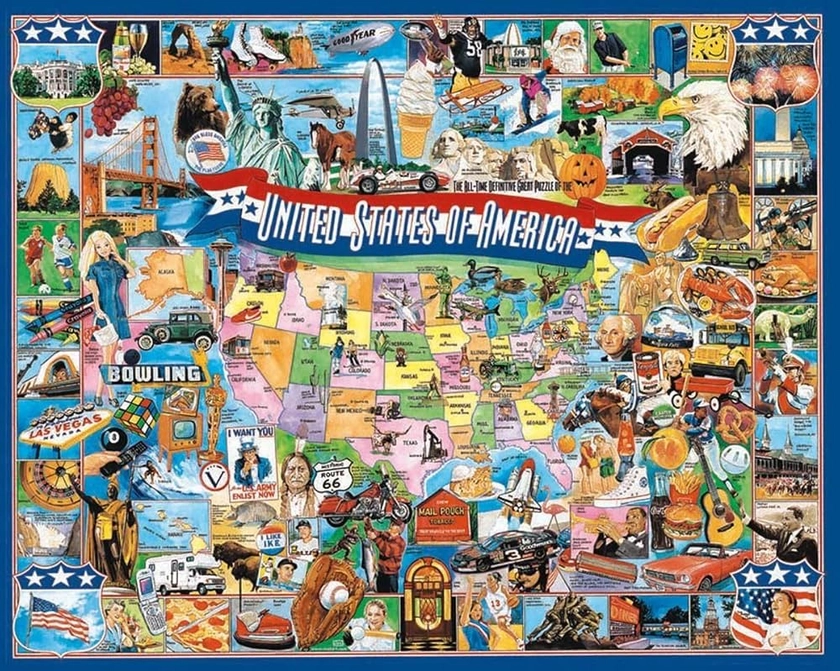 Amazon.com: White Mountain Puzzles United States of America - 1000 Piece Jigsaw Puzzle : Toys & Games