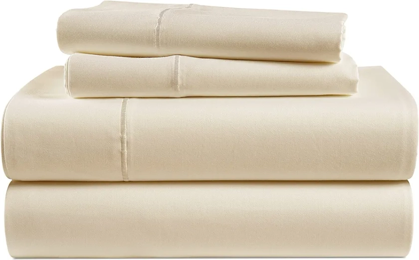 LANE LINEN Luxury 100% Egyptian Cotton Bed Sheets - 1000 Thread Count 4-Piece Ivory Full Set Bedding Sateen Weave Hotel 16" Deep Pocket (Fits Upto 17" Mattress)