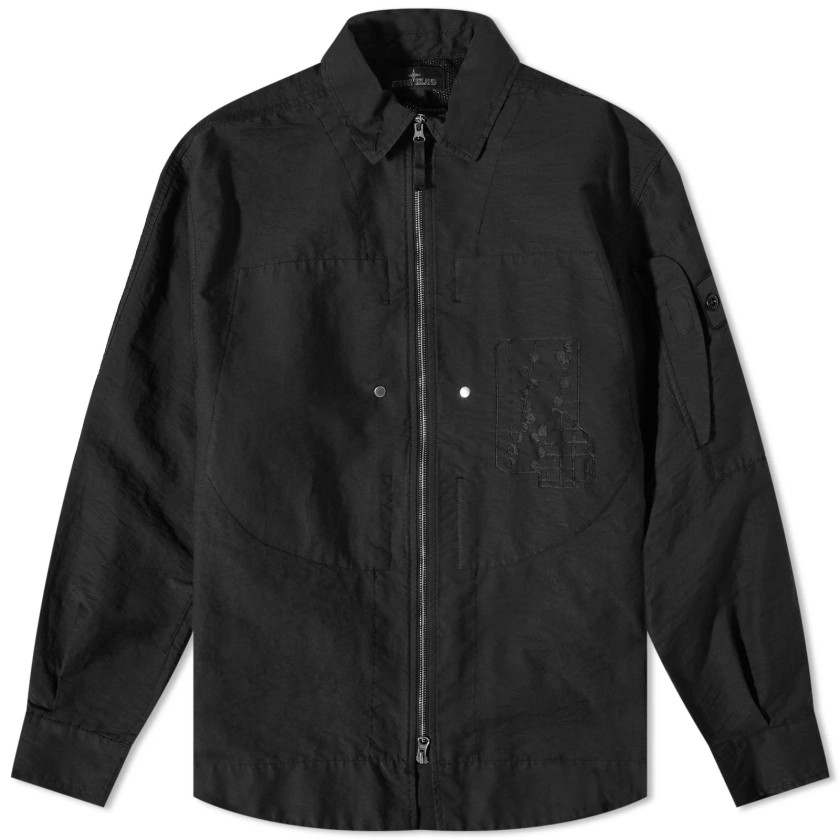 Stone Island Shadow Project Cotton Nylon Printed Shirt Jacket Black | END.