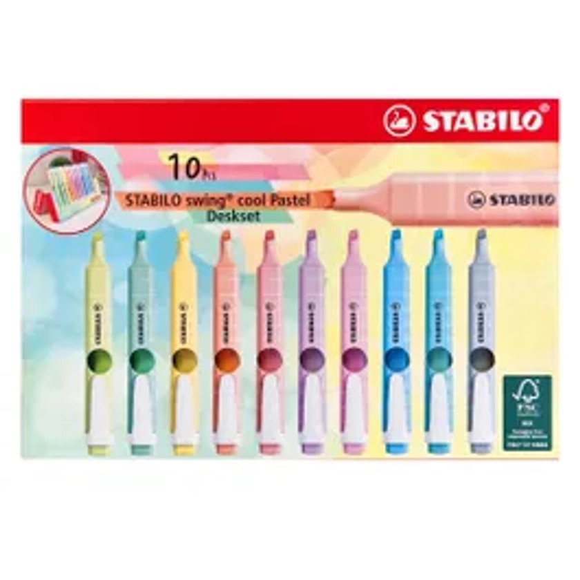 STABILO Swing Cool Pastel Desk Set Pack of 10 Assorted Colours