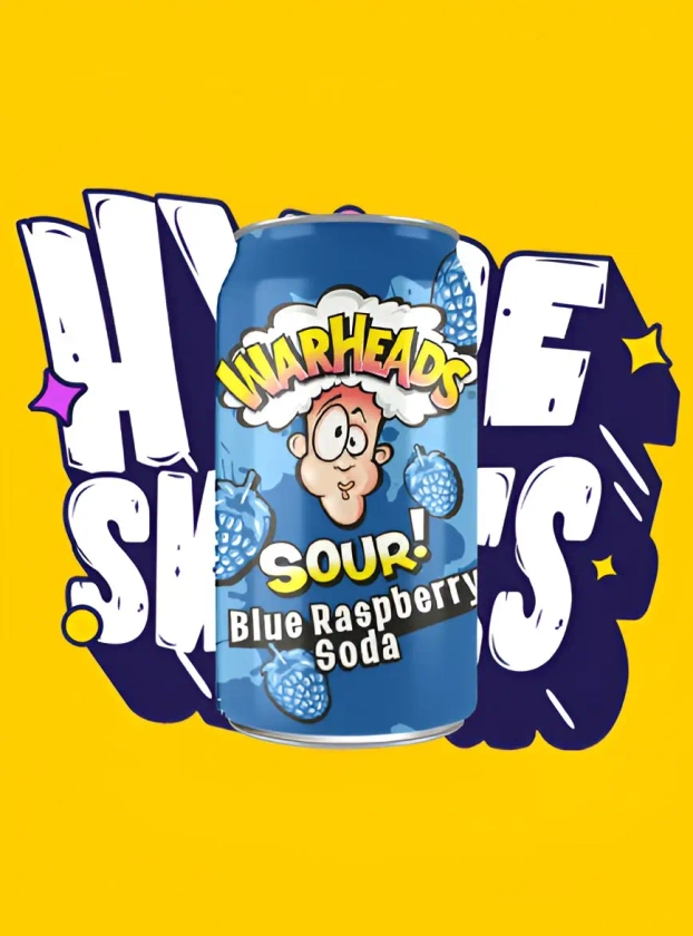 Warheads Sour Blue Raspberry Soda - 355m