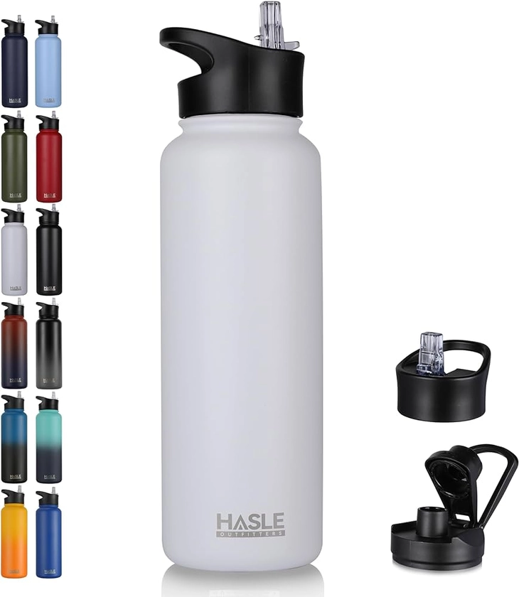 Amazon.com: HASLE OUTFITTERS 40oz Stainless Steel Water Bottle, Vacuum Insulated Double Walled Leak Proof Sports Water Bottle with 2 Lids (Straw and Spout Lid) Thermo Mug Keep Cold and Hot(White,1): Home & Kitchen