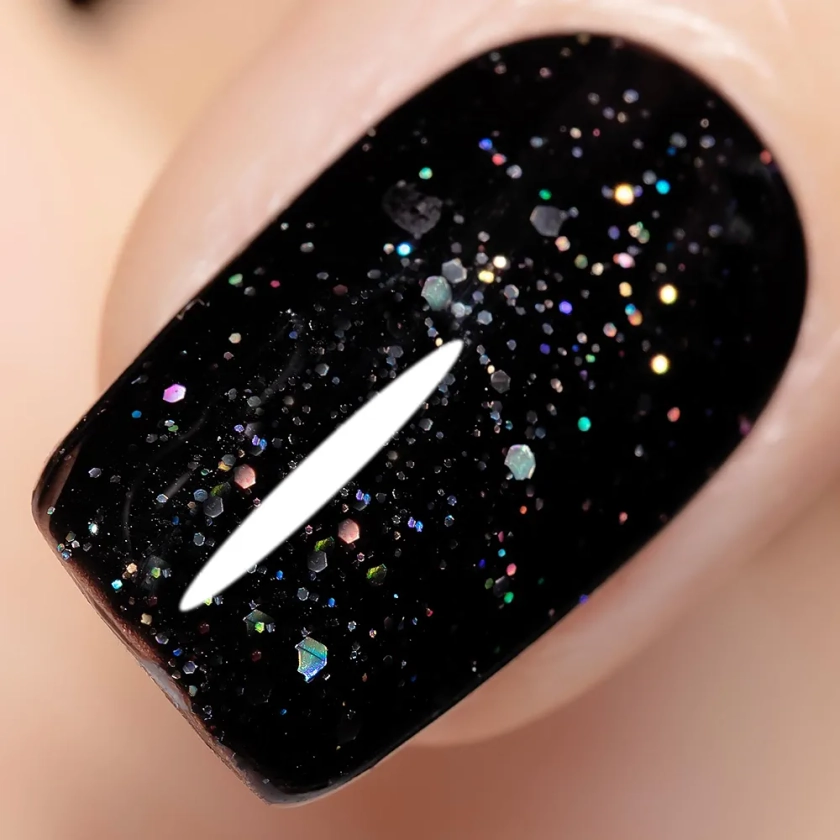 YTD Likomey Gel Nail Polish,15ml Sparkling Colorful Chunky Black Glitter Soak Off UV Nails Gel Varnish Polish,Shiny Salon Home DIY Nail Art Manicure and Pedicure,CS024