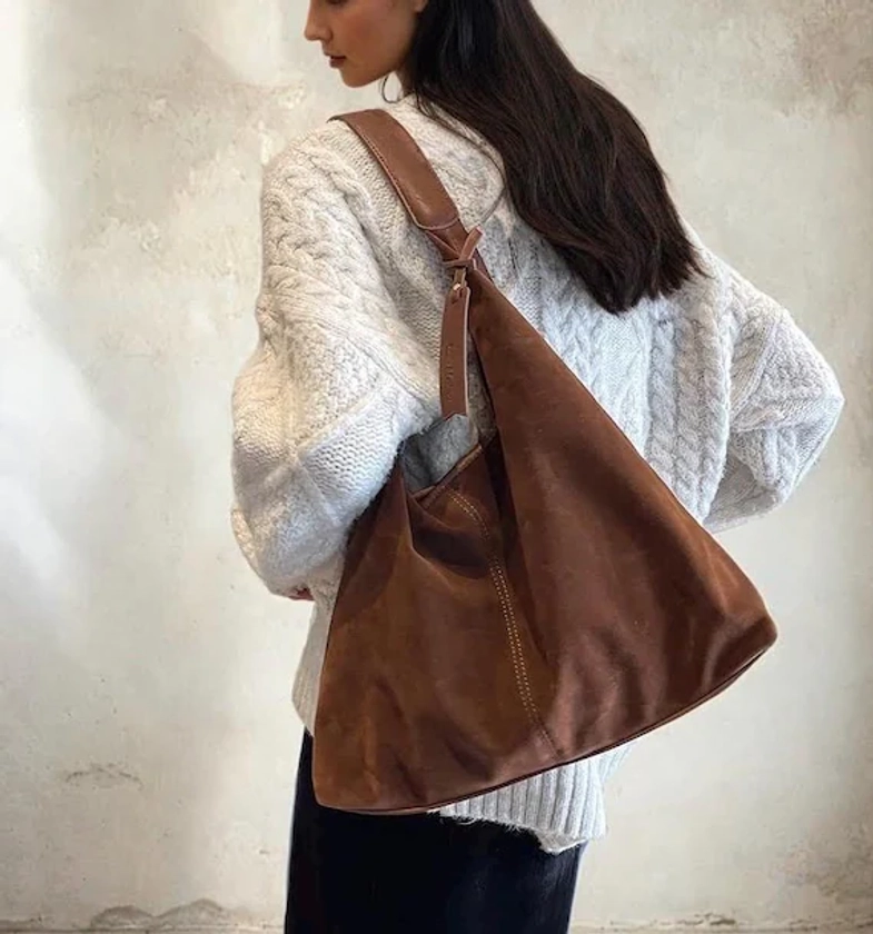 Vintage Suede Tote | Stylish Women's Crossbody | Suede Tote Bag | Shoulder Handbag | Womens Travel Laptop Bag | Messenger Suede Bag | Gift