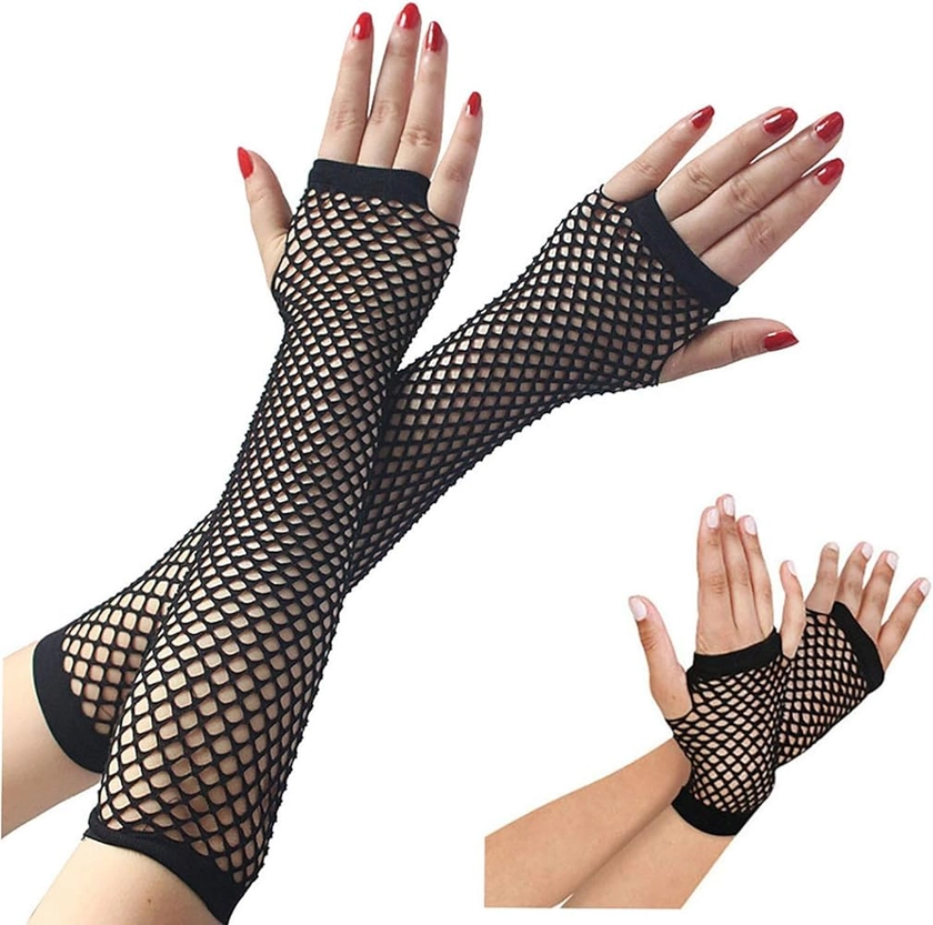 YgneeDom 13 Styles 80s Fishnet Gloves for Women and Girls in Theme Party Costume Accessories