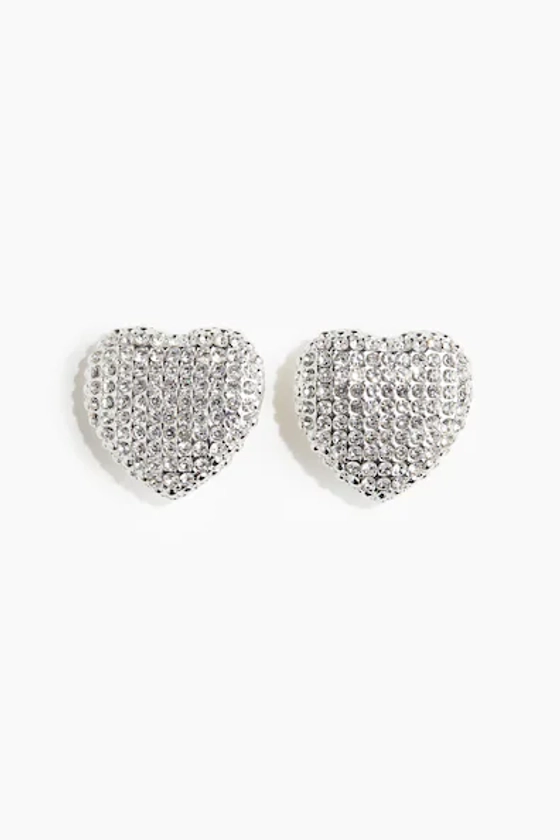 Boucles d'oreilles cœurs à clipser avec strass