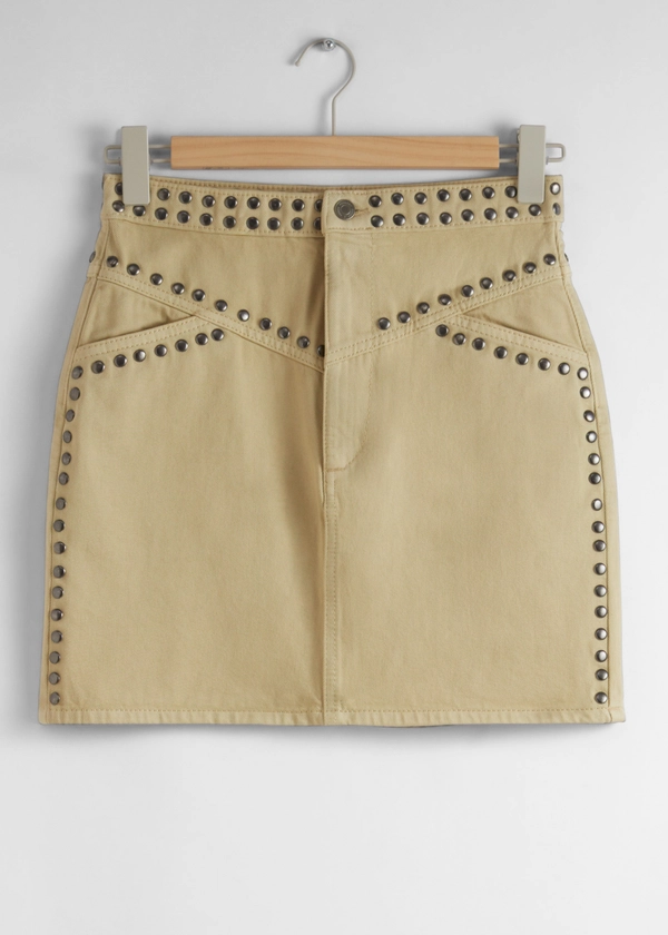 Studded Denim Mini Skirt - Beige - & Other Stories NL