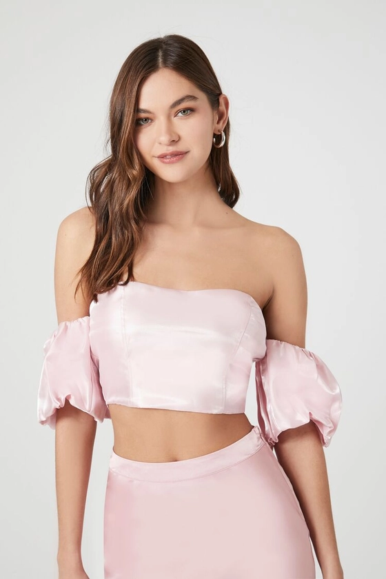 Puff-Sleeve Off-the-Shoulder Crop Top | Forever 21
