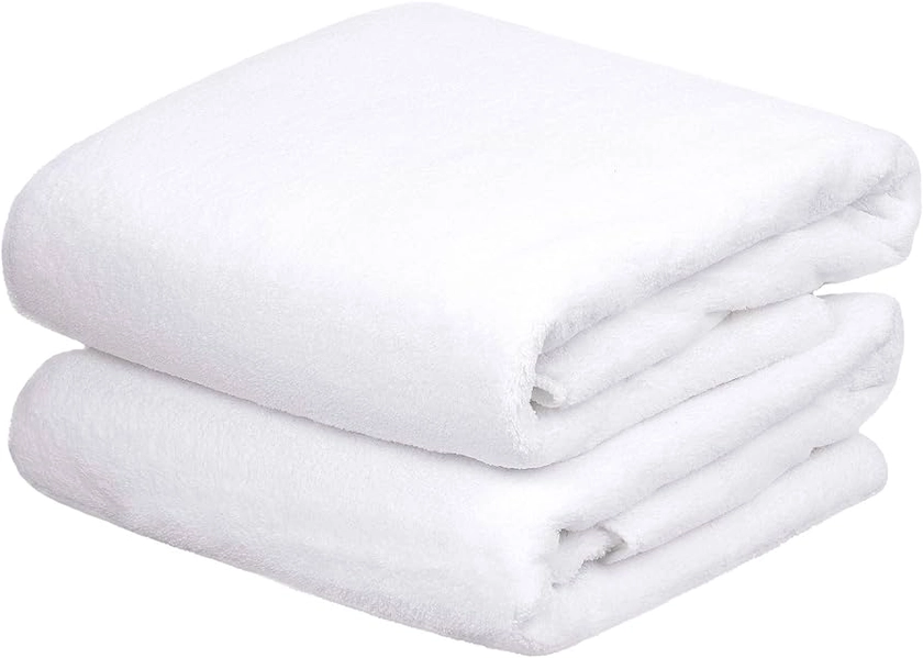 JML Bath Towels (2 Pack, 30"x60"), White Fleece Bath Towel, Luxury Hotel & SPA Towel Sets - Super Soft and Absorbent, Lint Free, Fade Resistant Oversized Bath Towel, Coral Fleece White