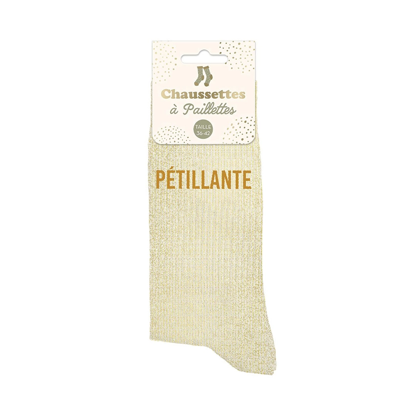 Chaussettes paillettes pétillante beige pointure 36-42 - Centrakor