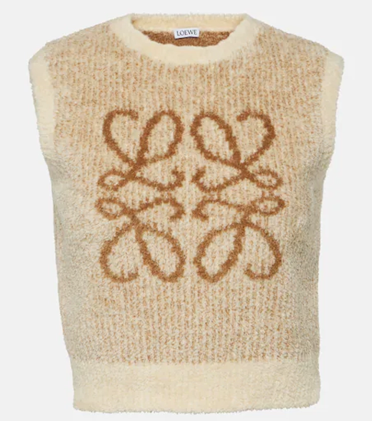 Anagram cropped cotton-blend vest in neutrals - Loewe | Mytheresa