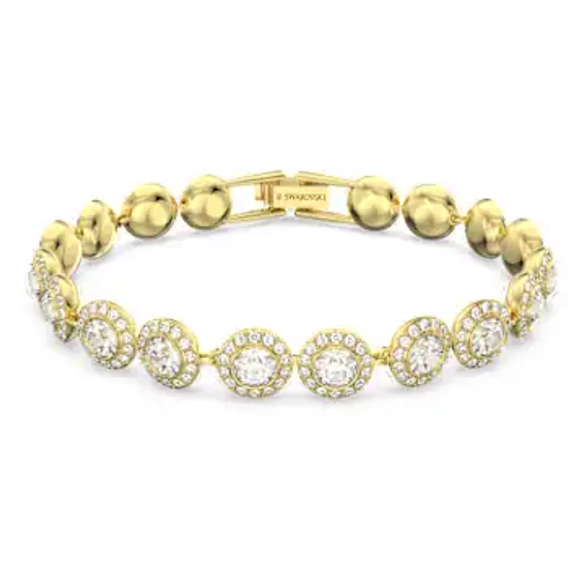 Una Angelic Tennis bracelet, Round cut, Pavé, Medium, White, Gold-tone plated by SWAROVSKI