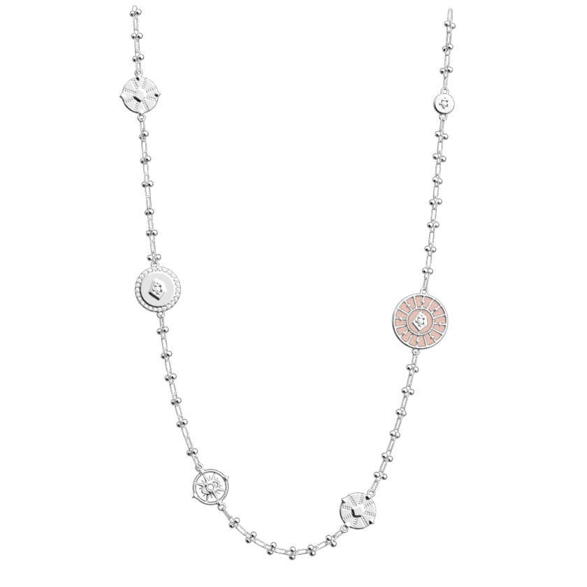 Collier Astrale, cuir réversible Jasmin / Rose Métal | Les Georgettes