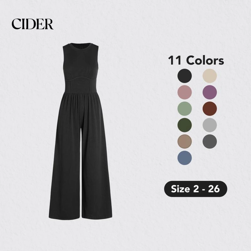 Cider [12 colors, Size 2-26] Sleeveless Wide Leg Overalls