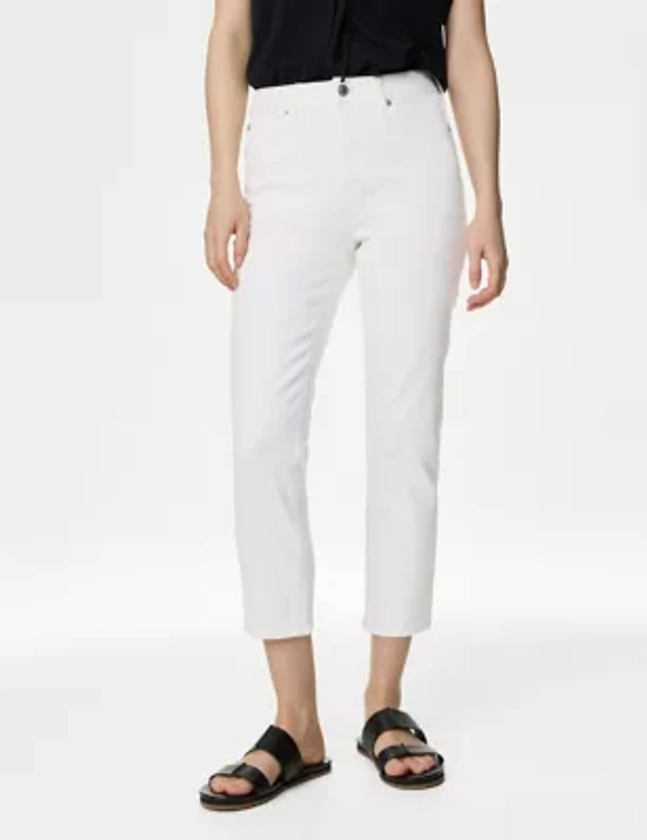 High Waisted Slim Fit Cropped Jeans | M&S Collection | M&S