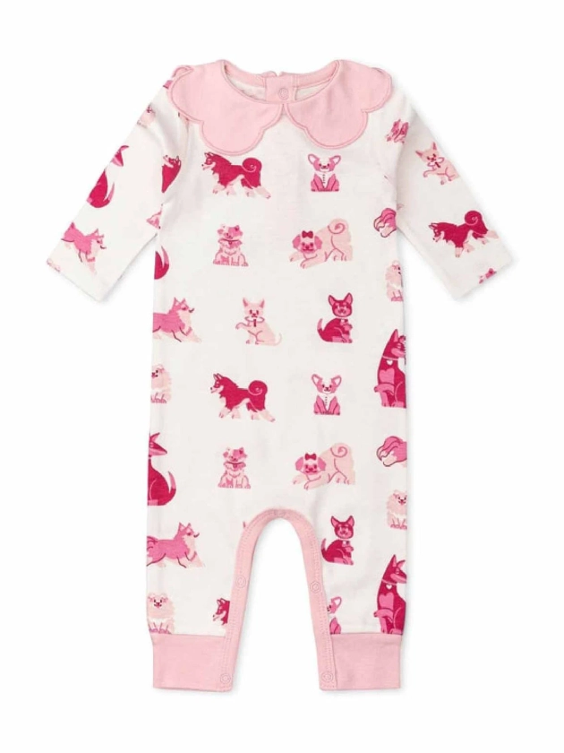 Paris Hilton x Monica + Andy Organic Cotton Baby Scallop Collar Romper, Sizes 0/3 Months-24 Months