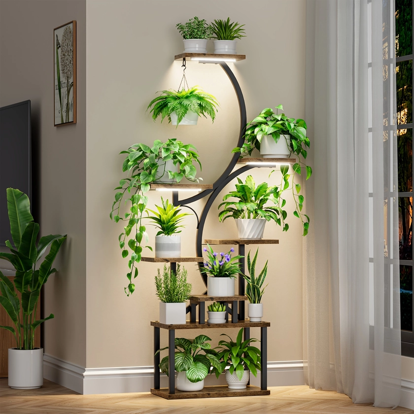 Metal Plant Flower Holder Stand S Shaped Plant Rack Plant Stand Indoor Lights 8 Tiered Indoor Plant Shelf 62 Tall Plant Stand For Indoor Plants Multiple For Home Patio - Smart Home - Temu