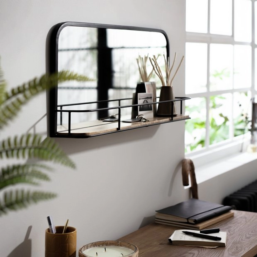 Buy Habitat Rectangular Wall Mirror with Shelf - Black | Wall mirrors | Habitat