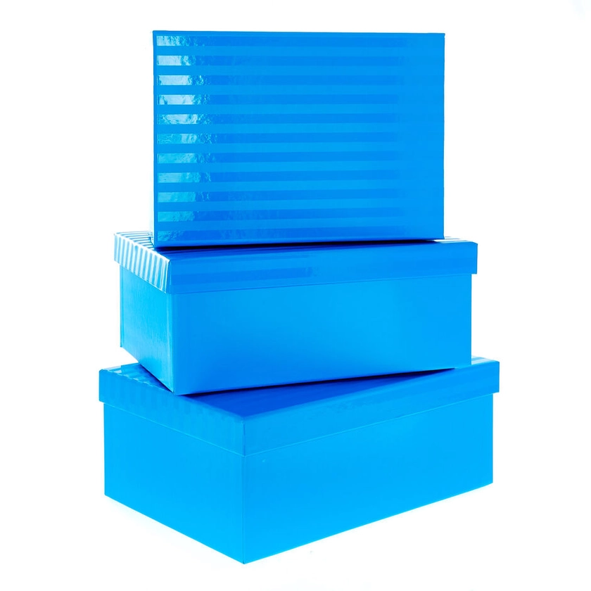 Buy Blue Striped Gift Boxes - Set Of 3 for GBP 6.07 | Card Factory UK