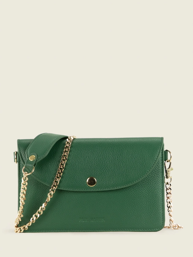 Bertille Azur Vert Impérial- sac pochette en cuir vert pour femme | PAUL MARIUS