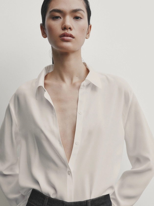 Soepelvallende crêpe blouse van 100% zijde - Massimo Dutti Netherlands