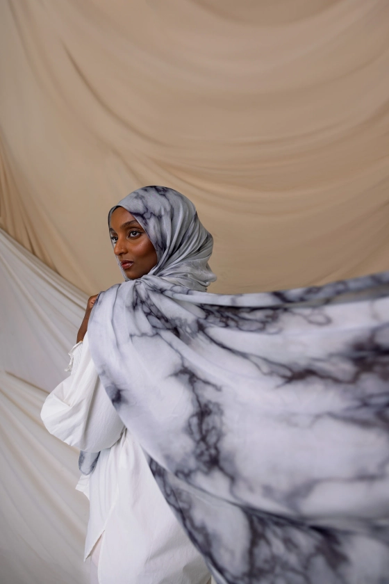 Classic Marble Hijab - Elegant Vela Scarves Collection