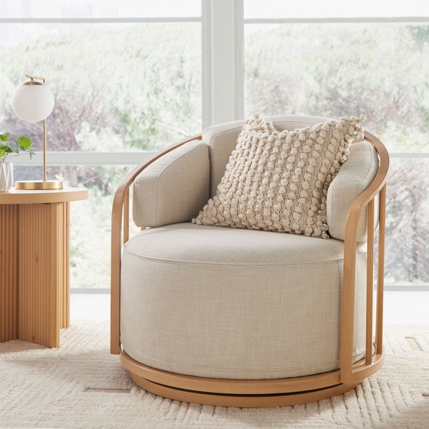 Better Homes & Gardens Lillian Swivel Birdcage Chair, Natural Pine