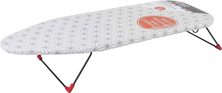 Russell Hobbs LA054012 Table Top Ironing Board – Small Foldable Ironing Table, Non-Slip Feet, Lightweight & Compact, 100% Machine Washable Cotton Cover, Travel/Small Homes, Left & Right-Handed Users