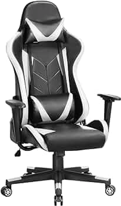 Yaheetech High Back Gaming Chair PU Leather Ergonomic Swivel Racing Office Chair with Headrest and Lumbar Support