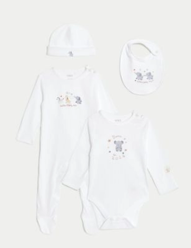 4pc Cotton Rich Born In 2024 Starter Set (7lbs-9 Mths) | M&S Collection | M&S
