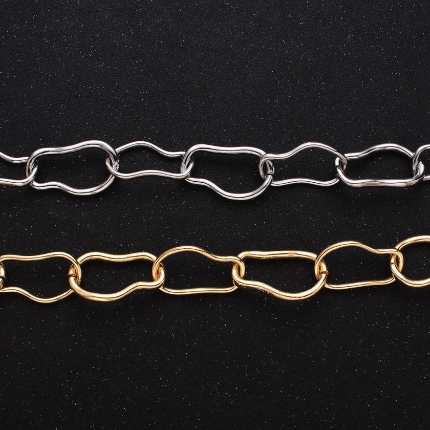 Abstract Chunky 24k Gold Filled 17.3mm Unique Cable Chain Link Unfinished Yard Chain in Gold & Silver ROLL-1305 ROLL-1306 - Etsy