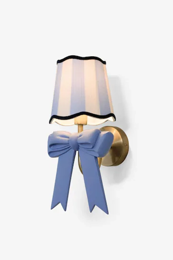 Cath Kidston Blue/White Stripe Canopy Bow Wall Light