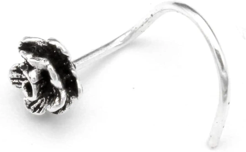 Buy LBV 925 Sterling Silver Oxidized Rose Leaf Flower Design Nose Pin with Wire for Women/Girls at Amazon.in