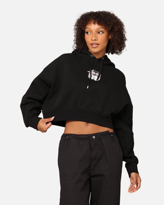 Stüssy Women's Pair Of Dice Cropped Hoodie Black